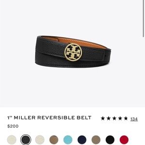 Tory Burch Black and Gold Reversible Belt